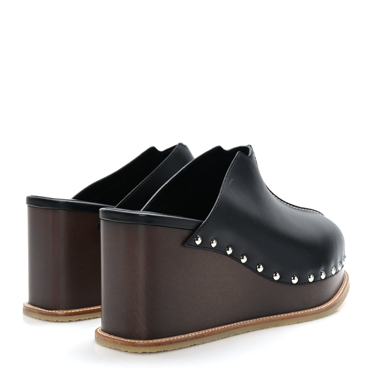 Calfskin Beechwood Earth Mules 40 Black