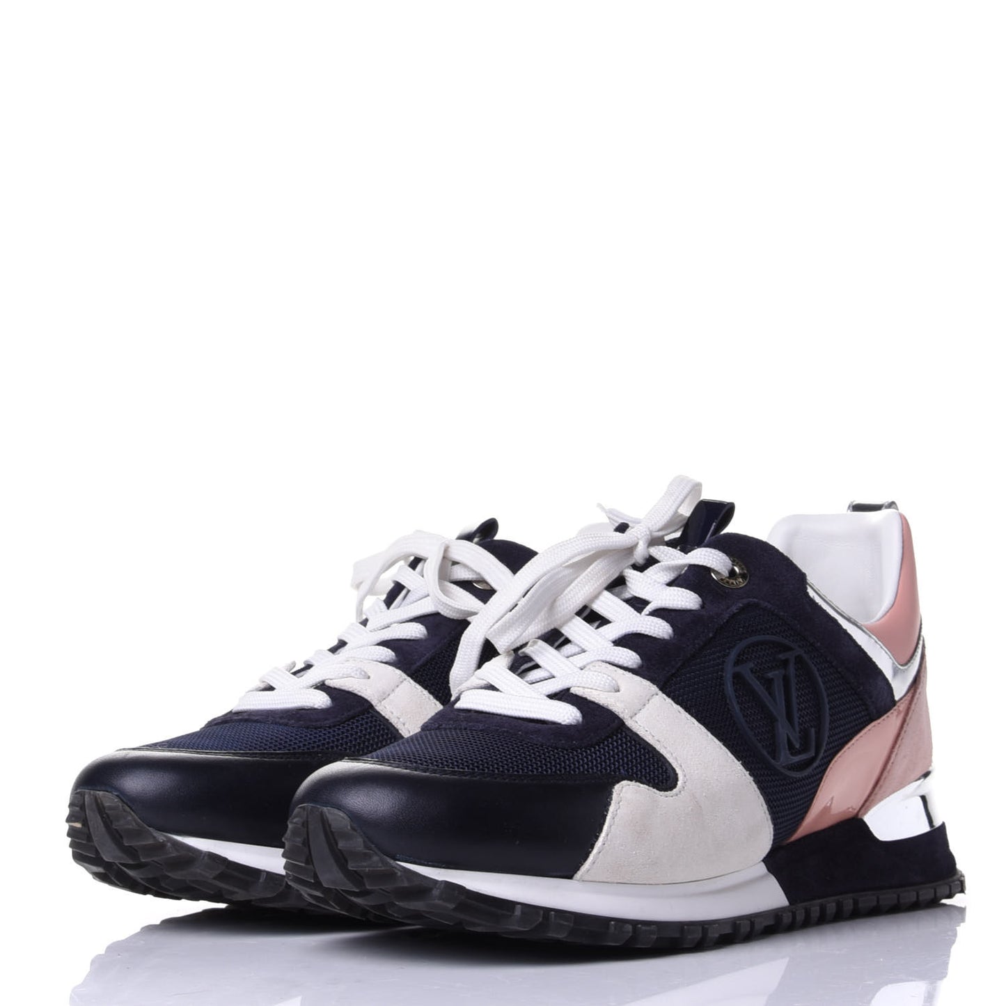 Suede Calfskin Run Away Sneakers 38.5 Blue Pink White