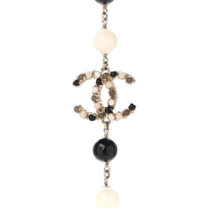 Chanel Pearl Crystal Bead CC Long Necklace Black Brown White 4 of 6