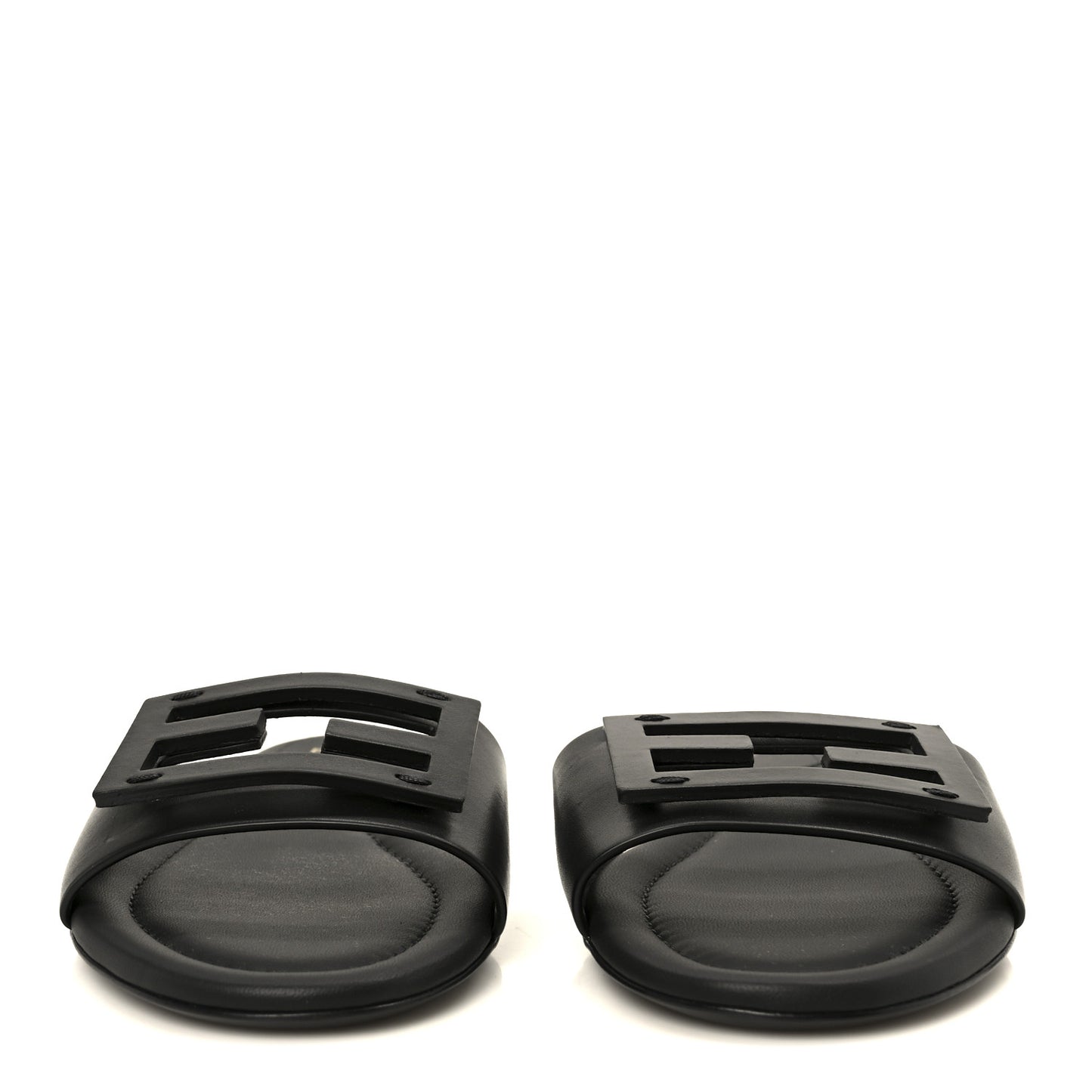 Vitello Cuoio Baguette Flat Slide Sandals 38 Black