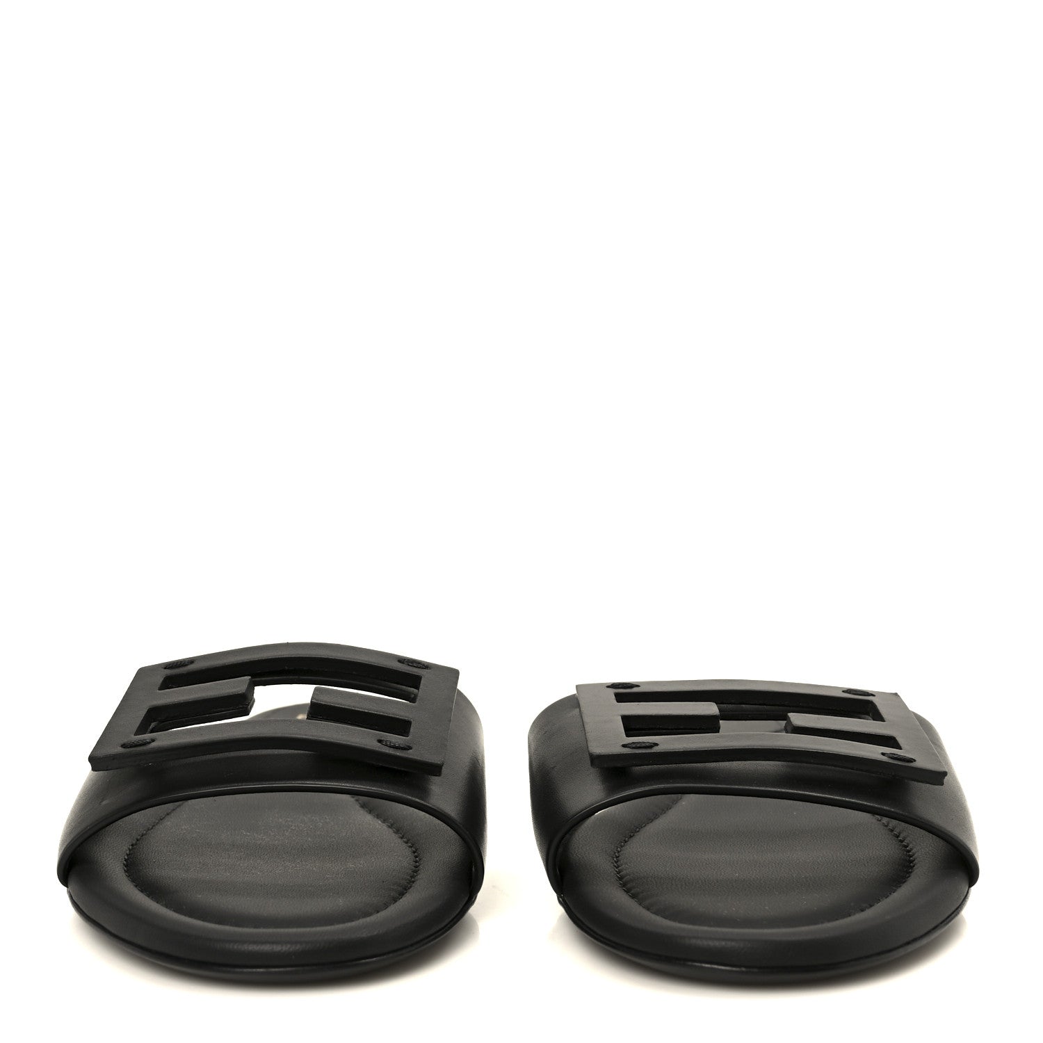 Fendi Vitello Cuoio Baguette Flat Slide Sandals 38 Black 3 of 8