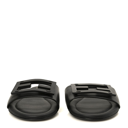 Fendi Vitello Cuoio Baguette Flat Slide Sandals 38 Black 3 of 8