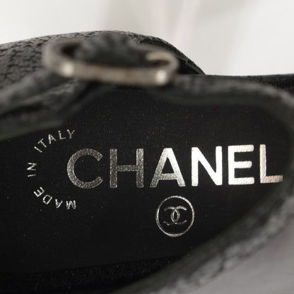 Chanel Lambskin Calfskin Tweed Crystal Age Open Booties 38 Black 7 of 7
