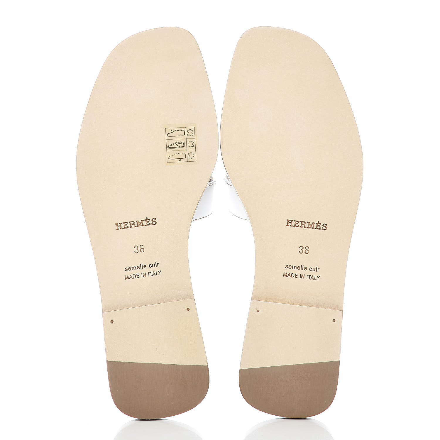 Hermes Box Calfskin Oran Sandals 36 White 5 of 7
