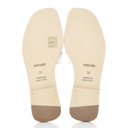 Hermes Box Calfskin Oran Sandals 36 White 5 of 7