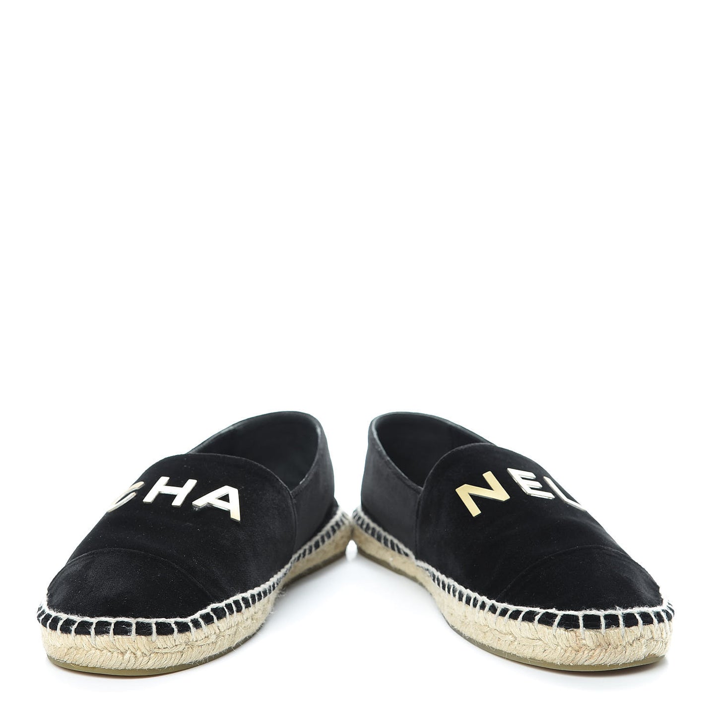 Velvet Logo Espadrilles 38 Black
