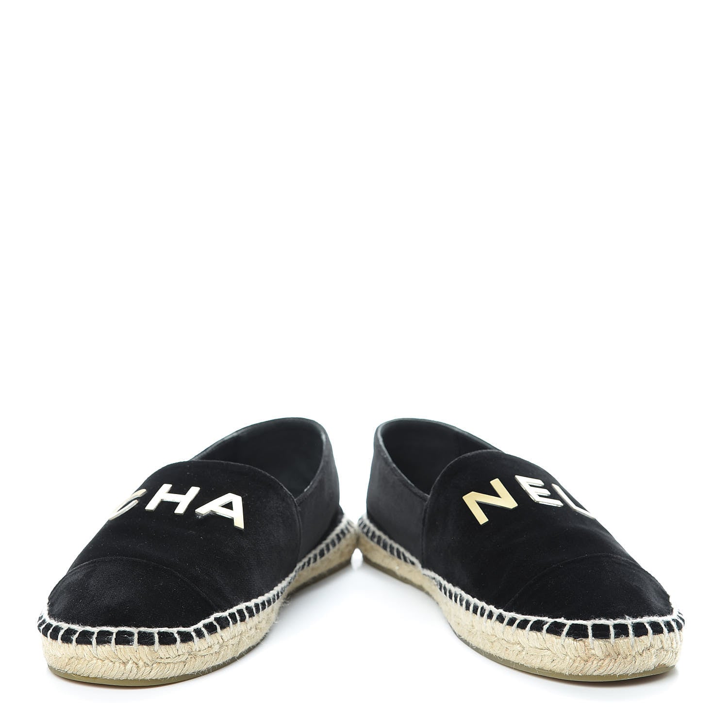 Chanel Velvet Logo Espadrilles 38 Black 5 of 12