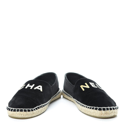 Chanel Velvet Logo Espadrilles 38 Black 5 of 12