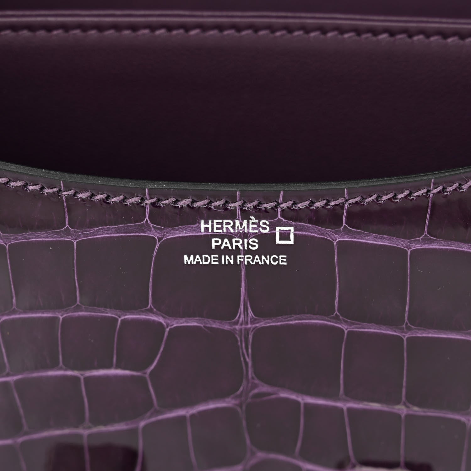 Hermes Shiny Alligator Tiger Eye Constance 18 Amethyst 6 of 11