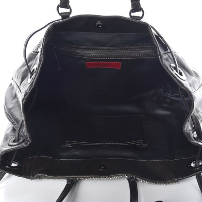 Valentino Garavani Lambskin Sequin Rosette Tote Black Silver 7 of 9