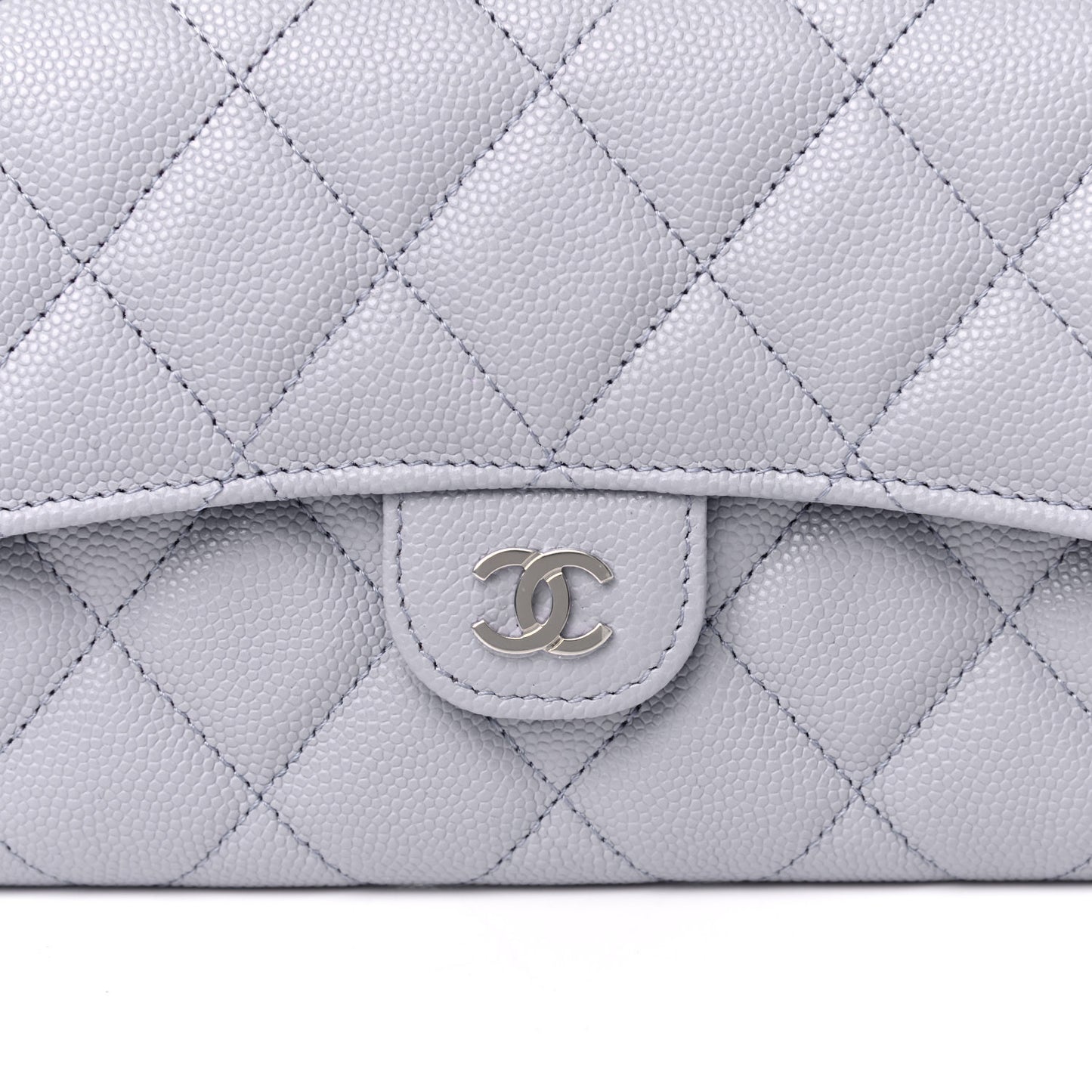 Caviar Quilted Large Flap Wallet Light Purple