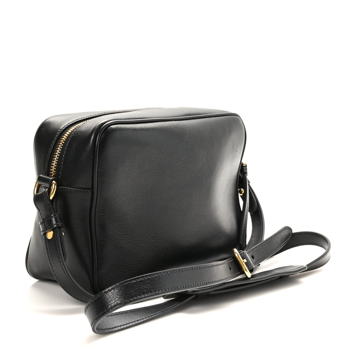 Glace Calfskin Embossed Logo Crossbody Black