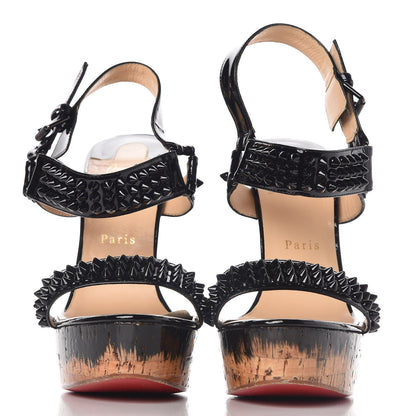 Christian Louboutin Patent Barboullaga 140 Spikes Cork Wedges 41 Black 3 of 7