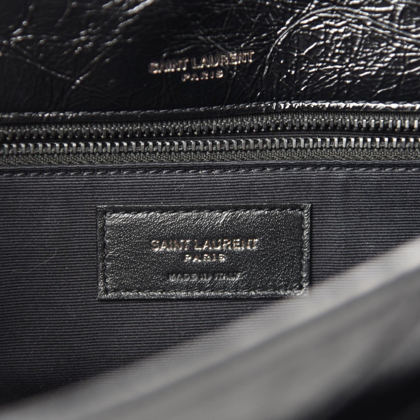 Crinkled Calfskin Matelasse Monogram Medium Niki Chain Satchel Black