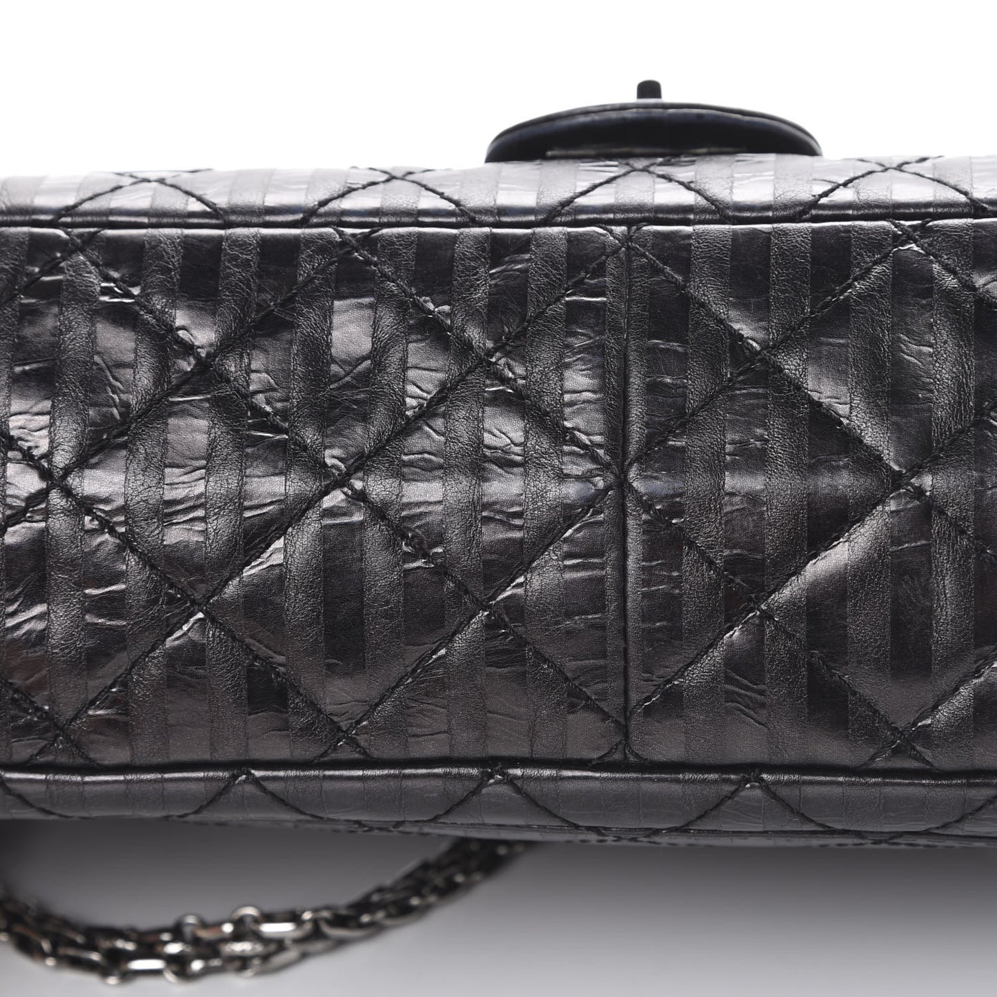 Metallic Calfskin Striped 2.55 Reissue 226 Flap Black