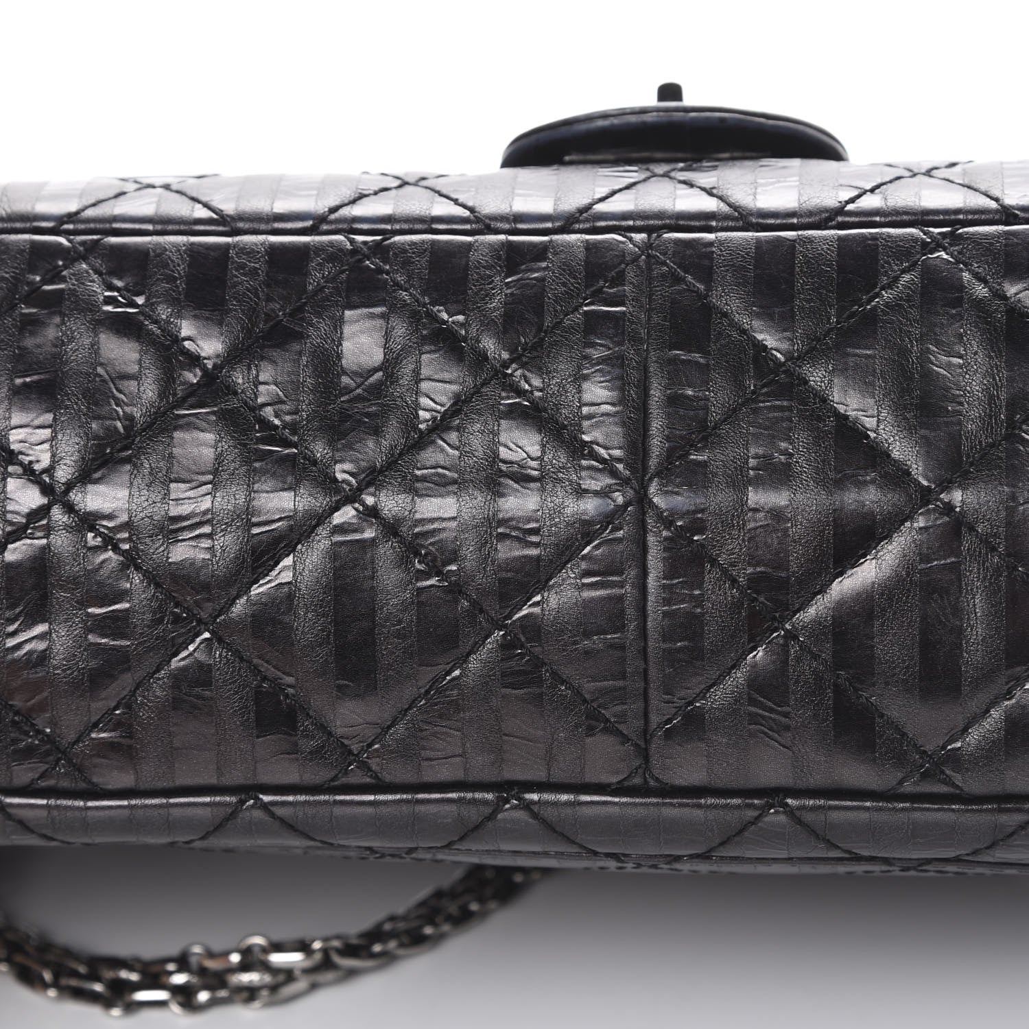 Chanel Metallic Calfskin Striped 2.55 Reissue 226 Flap Black 10 of 12