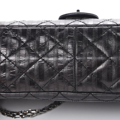 Chanel Metallic Calfskin Striped 2.55 Reissue 226 Flap Black 10 of 12