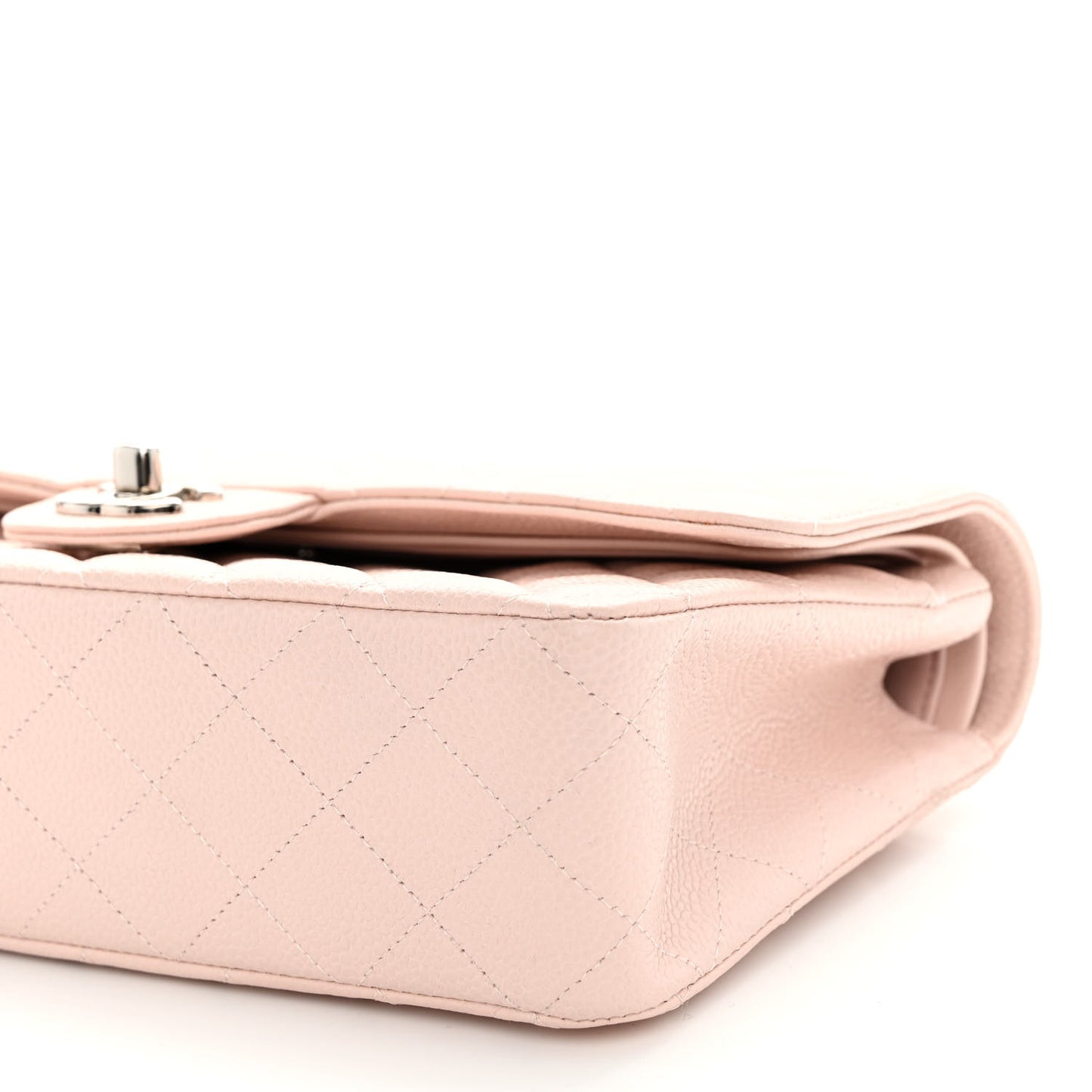 Caviar Quilted Medium Double Flap Light Pink