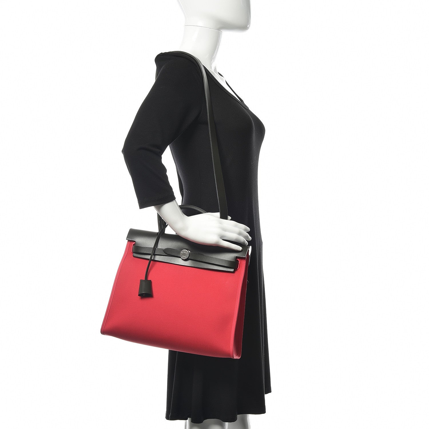 Hermes Vache Hunter Toile Herbag Zip 31 PM Rose Extreme Black 2 of 10