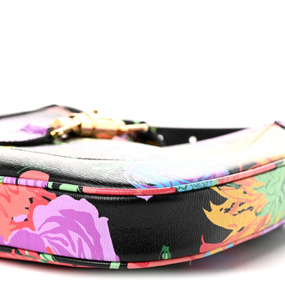 Gucci X KEN SCOTT New Shangai Calfskin Jenny Floral Print Small Jackie 1961 Hobo Black Pink 10 of 10
