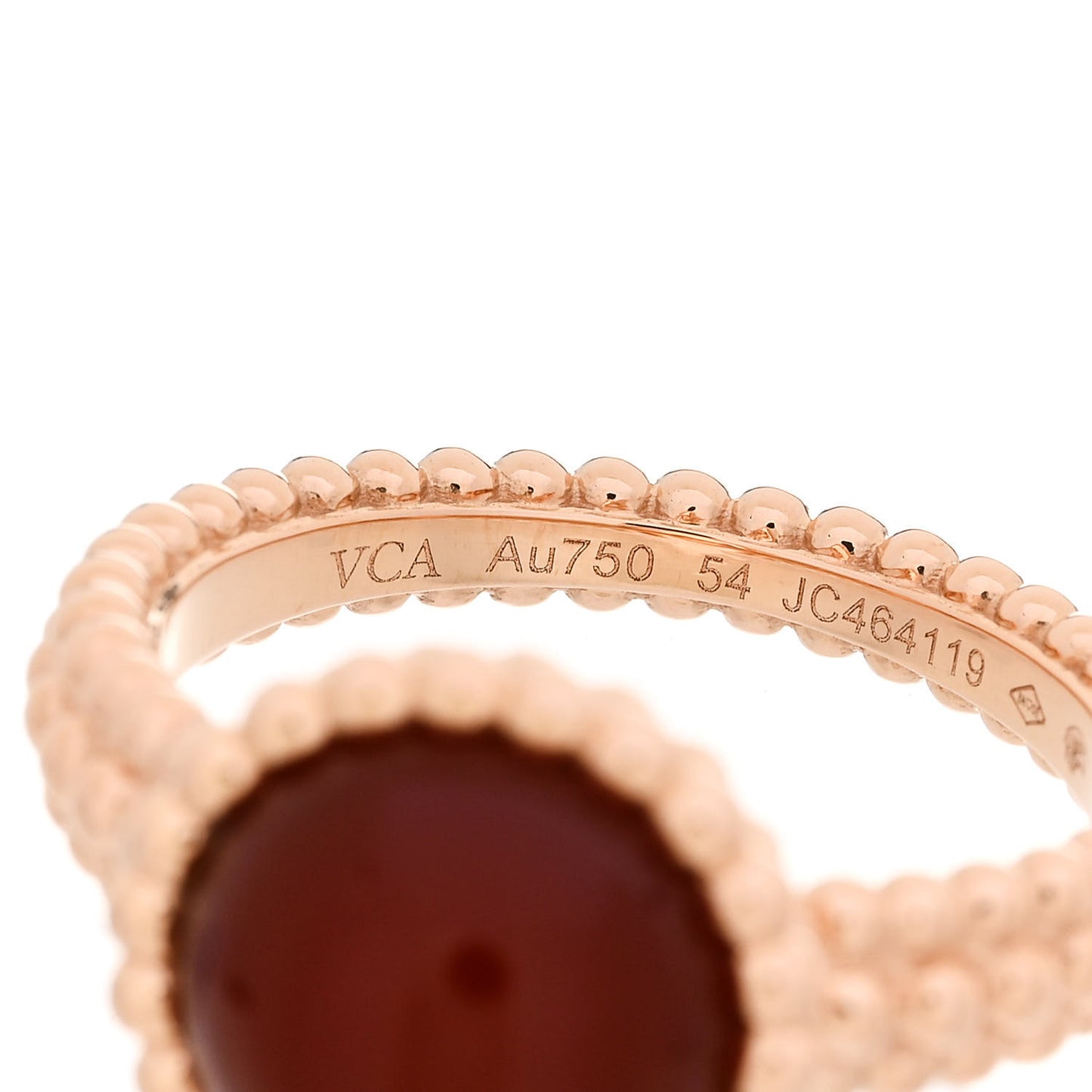 18K Rose Gold Carnelian Perlee Couleurs Ring 54 6.75