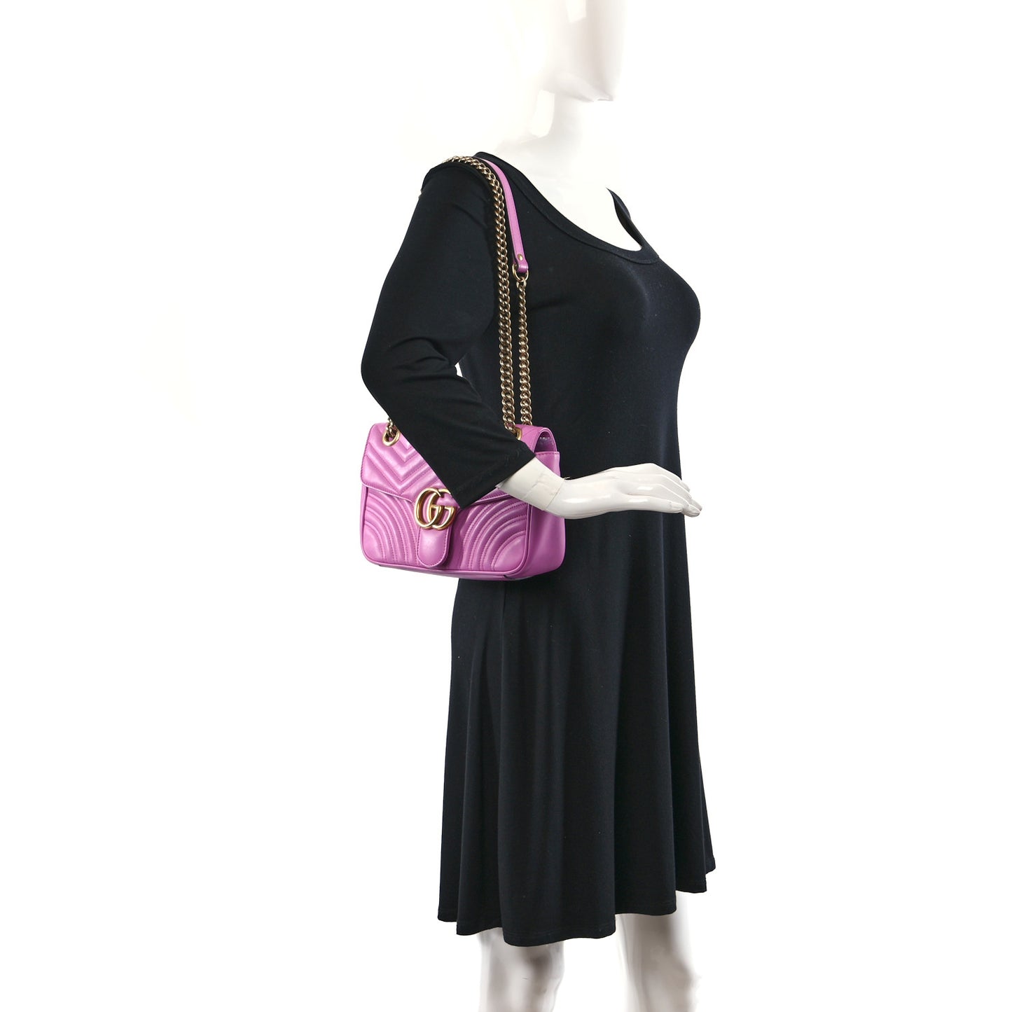 Calfskin Matelasse Small GG Marmont Shoulder Bag Candy Mousse