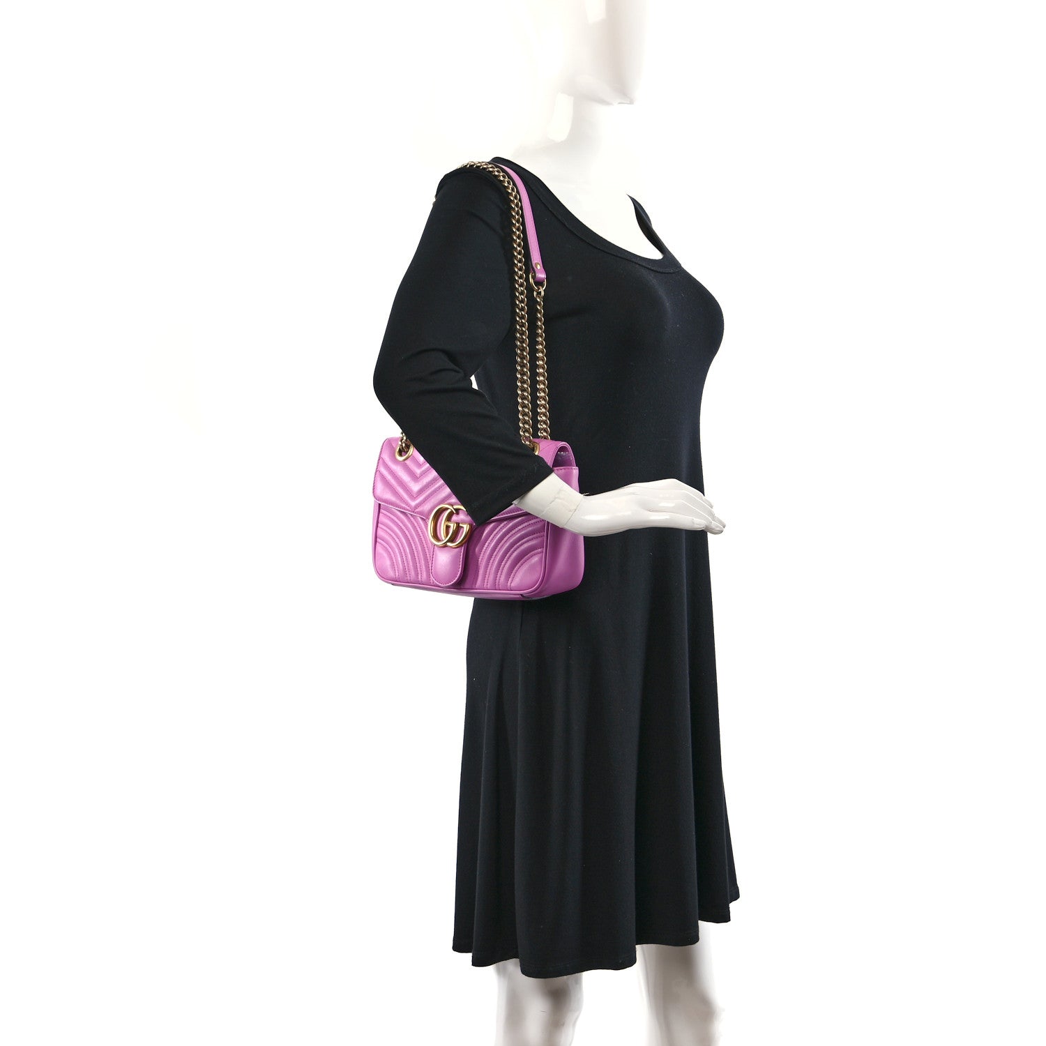 Gucci Calfskin Matelasse Small GG Marmont Shoulder Bag Candy Mousse 2 of 9