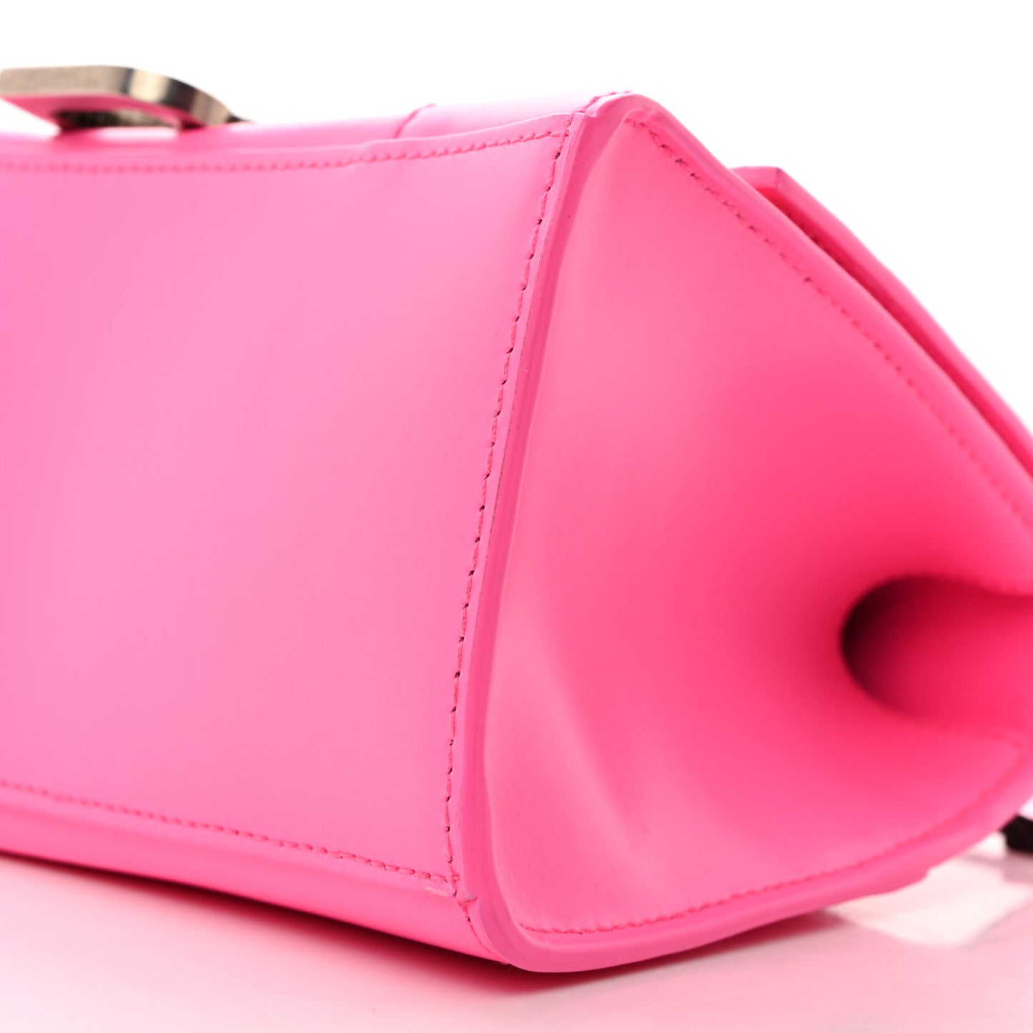 Shiny Box Calfskin Small Hourglass Top Handle Bag Fluo Pink