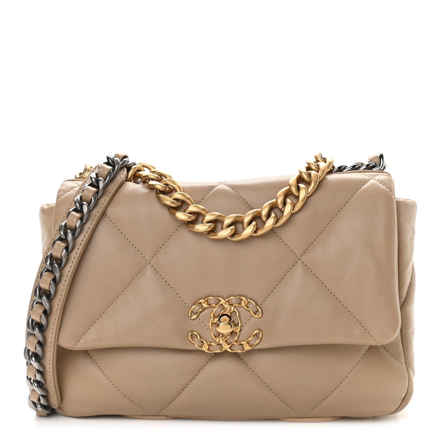 Chanel Lambskin Quilted Medium Chanel 19 Flap Dark Beige 1 of 9