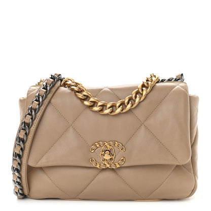 Chanel Lambskin Quilted Medium Chanel 19 Flap Dark Beige 1 of 9