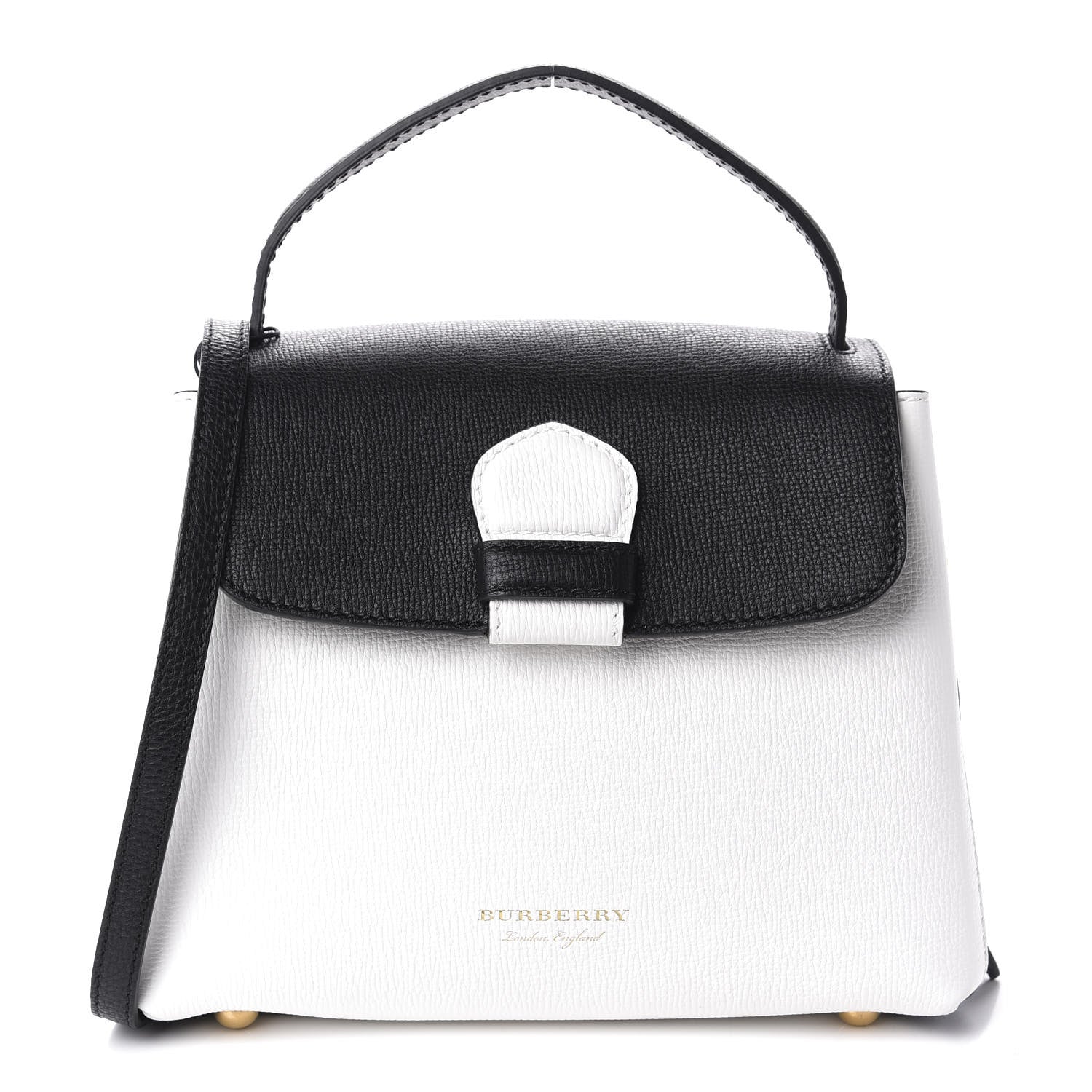 Burberry Derby Calfskin House Check Small Camberley Chalk White Black 1 of 10