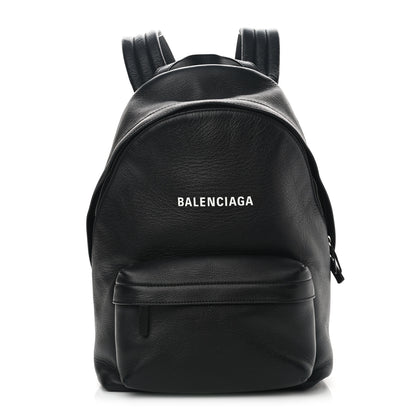 Balenciaga Smooth Calfskin Logo Small Everyday Backpack Black White 1 of 10