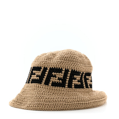 Fendi Cotton FF Woven Bucket Hat L Naturale Black 1 of 10