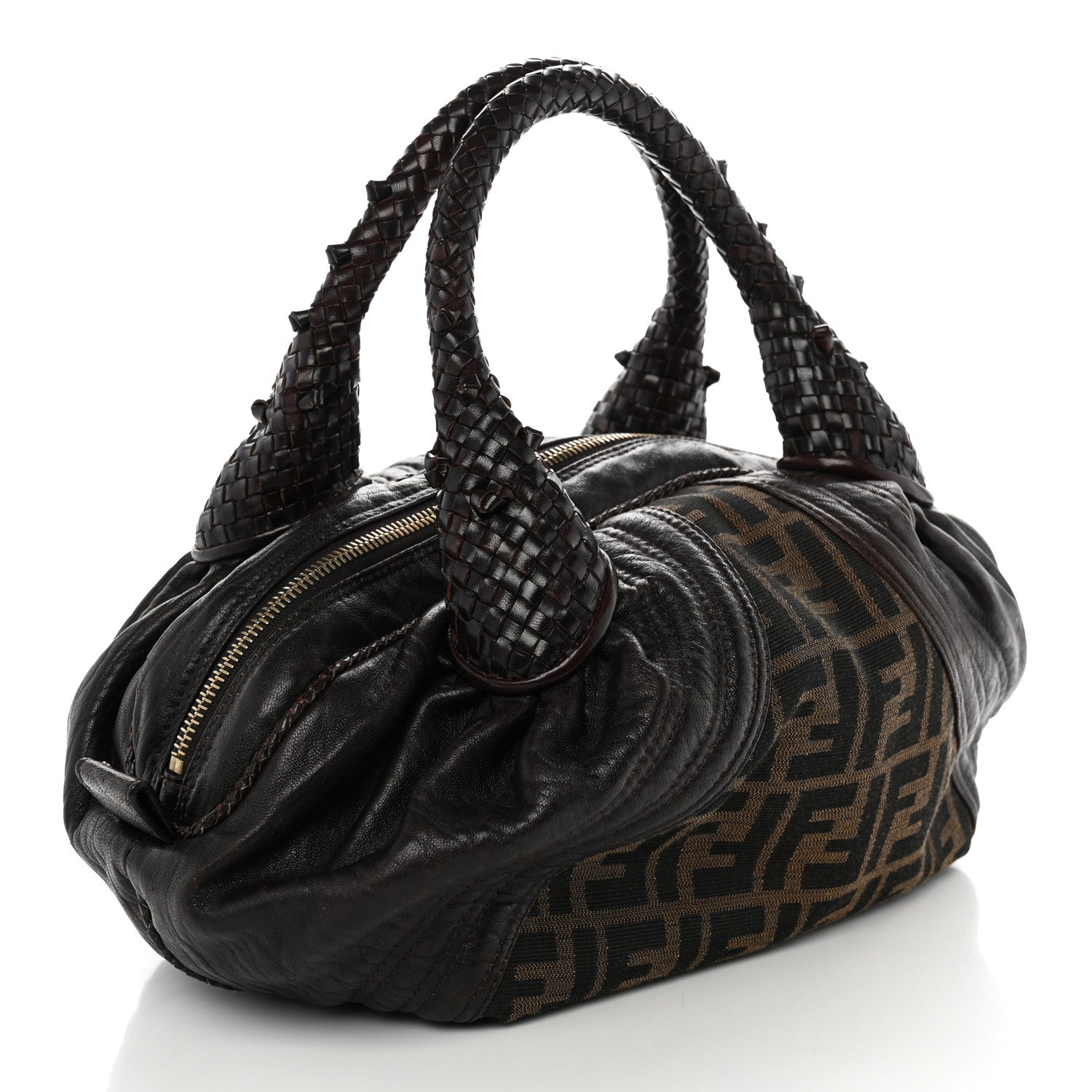 Fendi Zucca Nappa Nuvolata Vitello Tortuga Spy Bowler Tobacco Moro 3 of 10