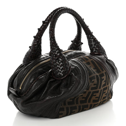 Fendi Zucca Nappa Nuvolata Vitello Tortuga Spy Bowler Tobacco Moro 3 of 10