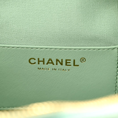 Chanel Caviar Quilted Small Round Vanity With Chain Light Green 6 of 11