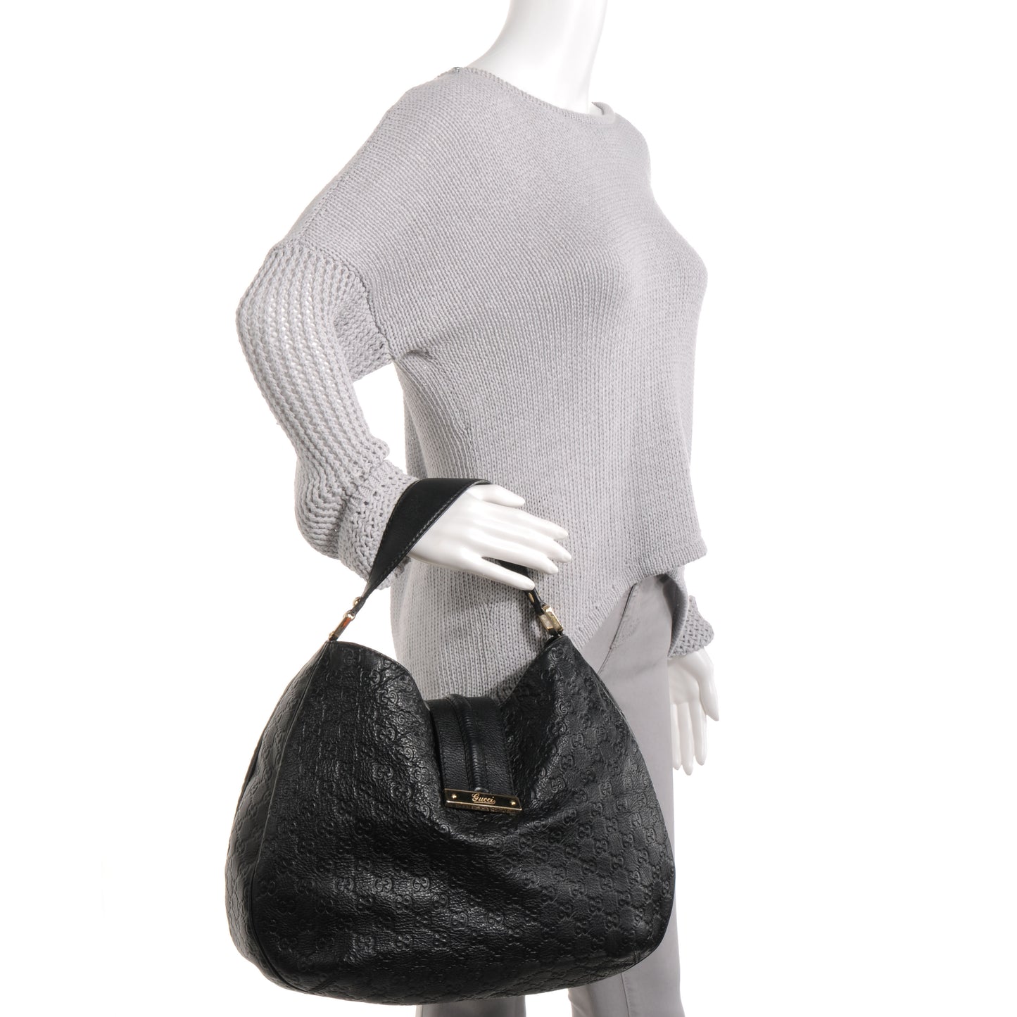 Guccissima New Ladies Web Large Hobo Black