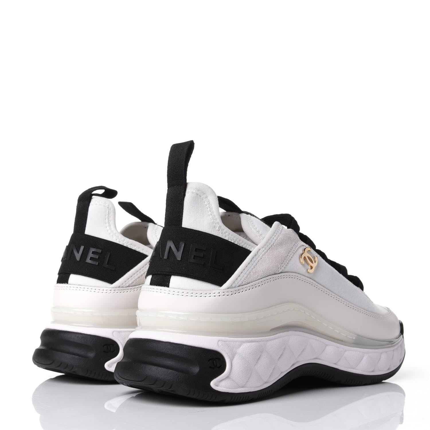 Chanel Velvet Calfskin Mixed Fibers CC Sneakers 37 Ivory Black 4 of 11