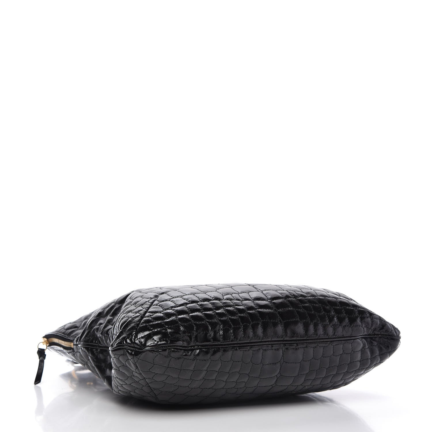 Saint Laurent Patent Crocodile Embossed Tribute Tote Black 4 of 13