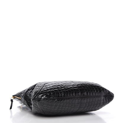 Saint Laurent Patent Crocodile Embossed Tribute Tote Black 4 of 13