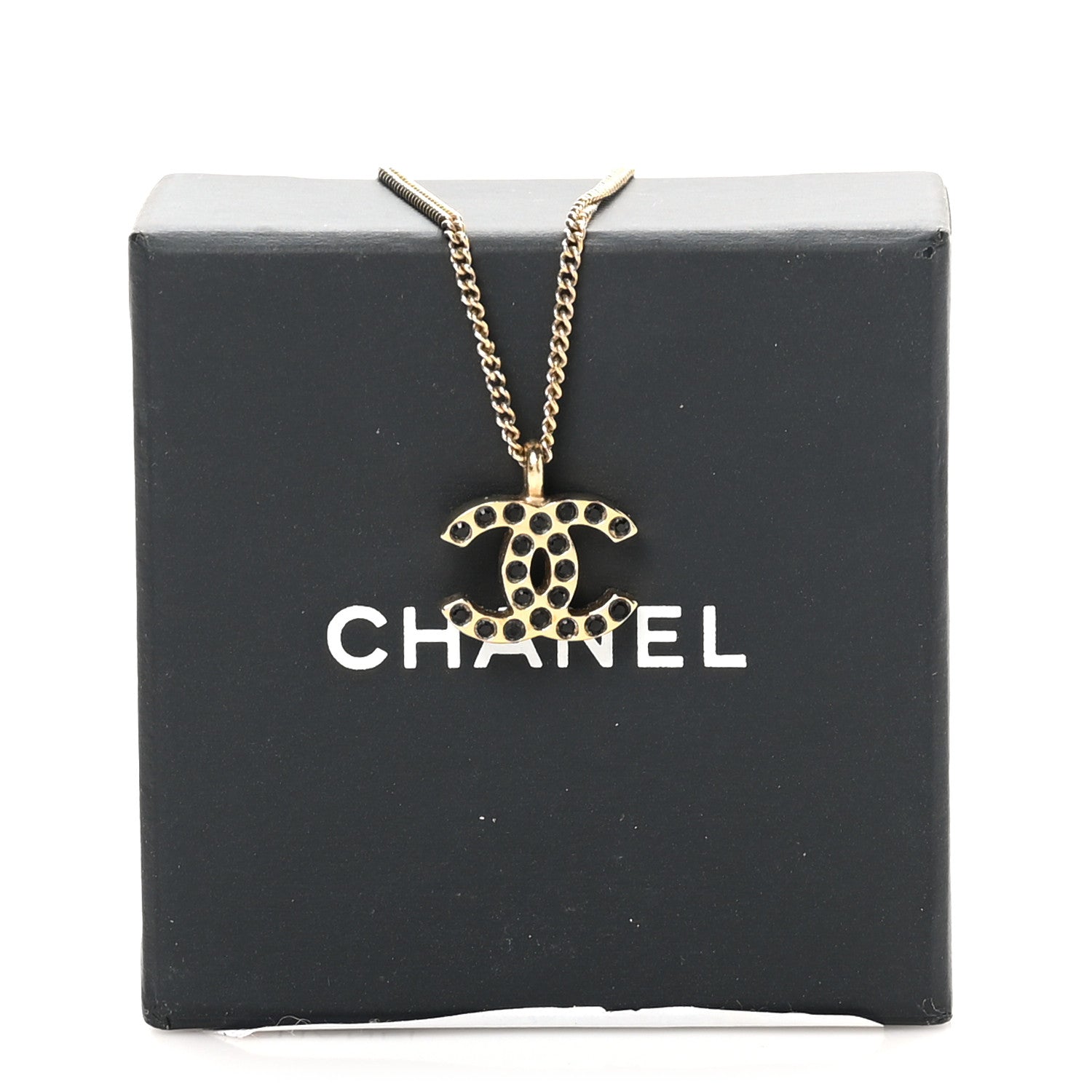 Chanel Crystal CC Chain Necklace Gold Black 5 of 5