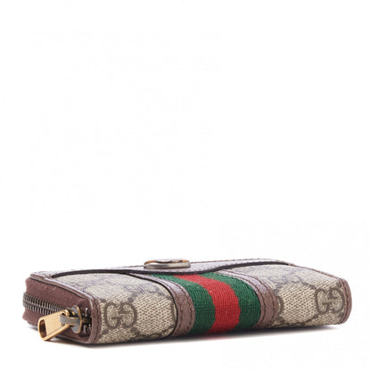 Gucci GG Supreme Web Ophidia Zip Around Card Case Brown 3 of 8