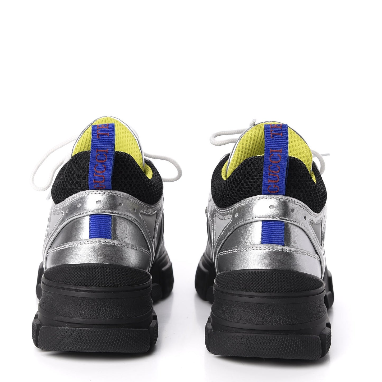 X SEGA Metallic Calfskin Mesh Womens Flashtrek Sneakers 39 Silver Black