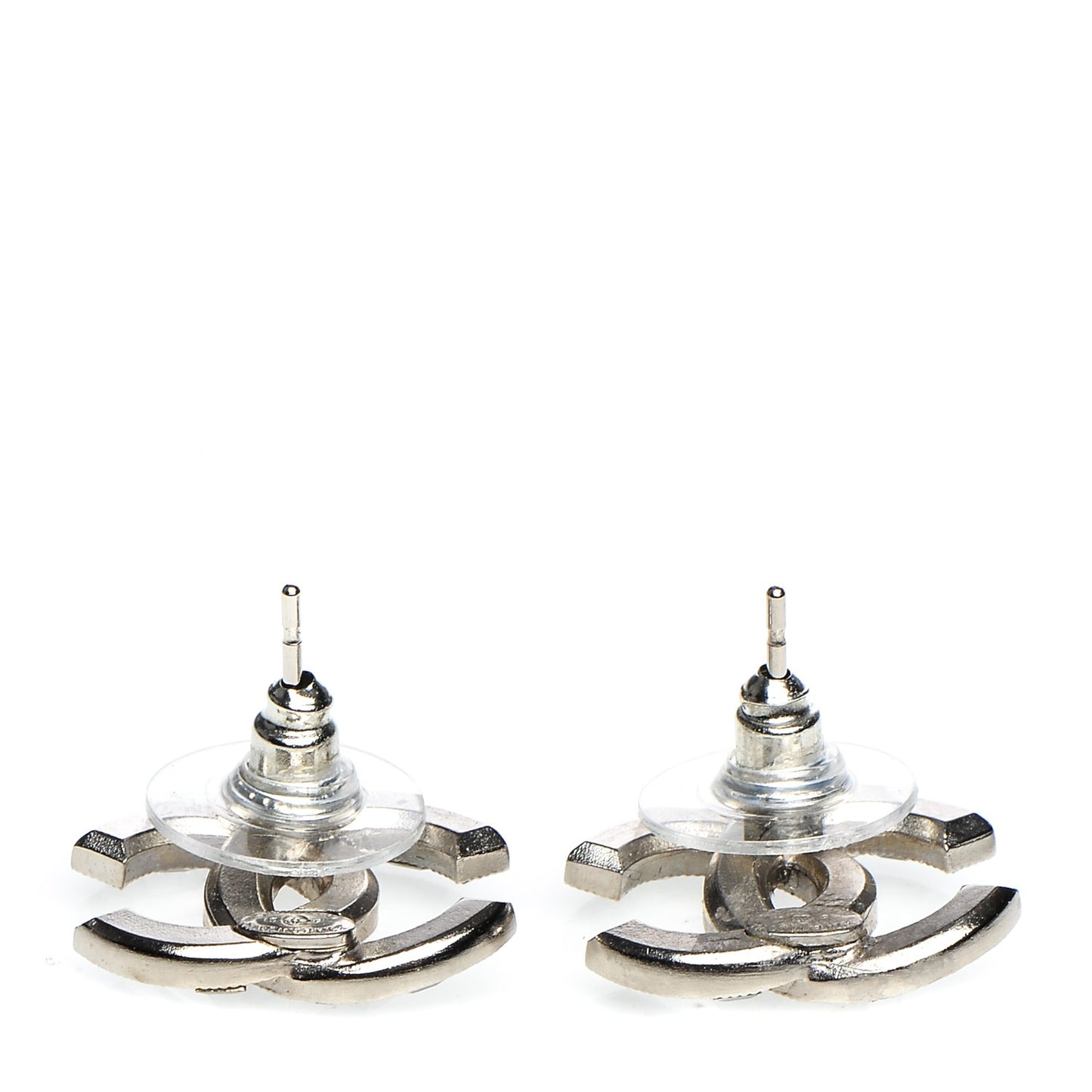 Baguette Crystal CC Earrings Silver