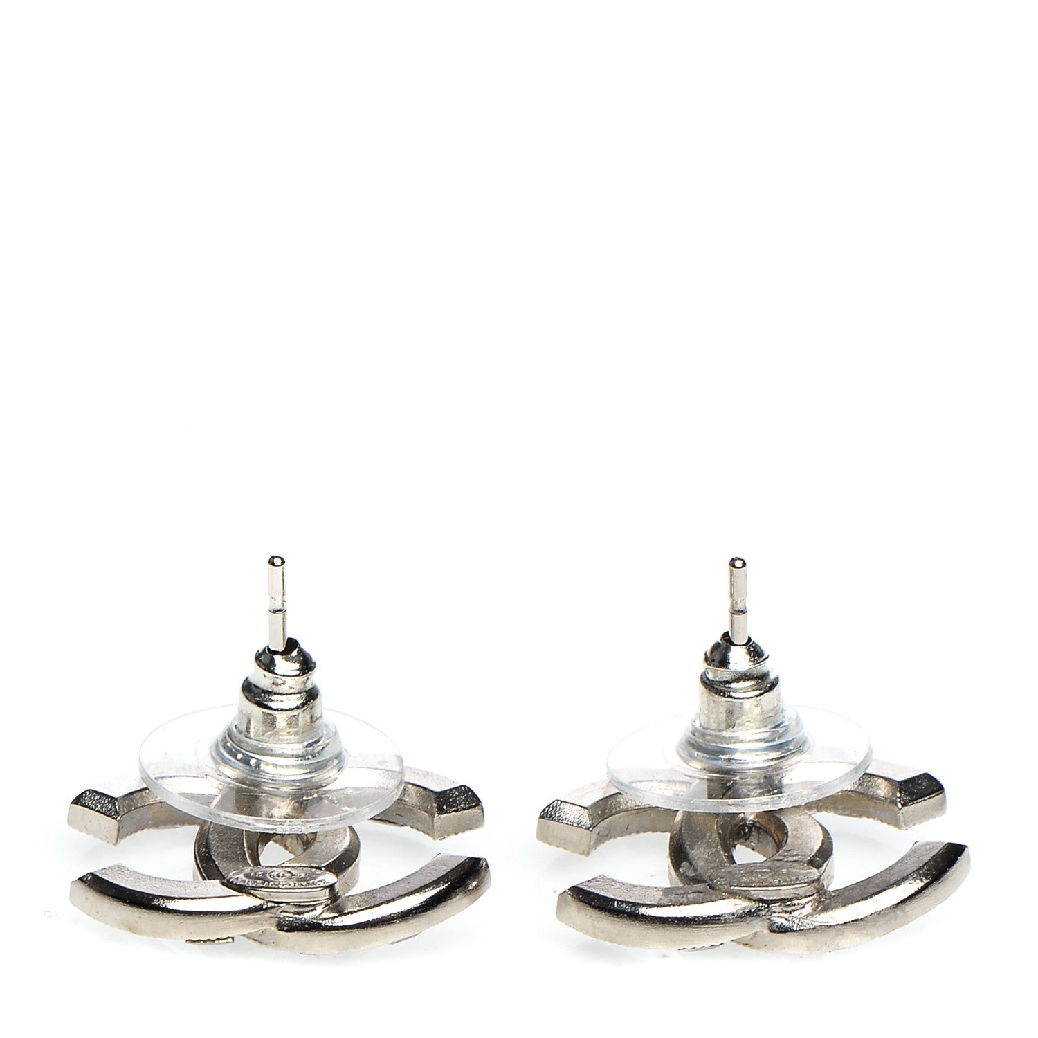 Chanel Baguette Crystal CC Earrings Silver 3 of 4