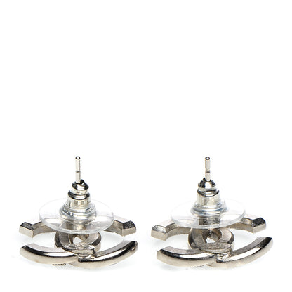Chanel Baguette Crystal CC Earrings Silver 3 of 4
