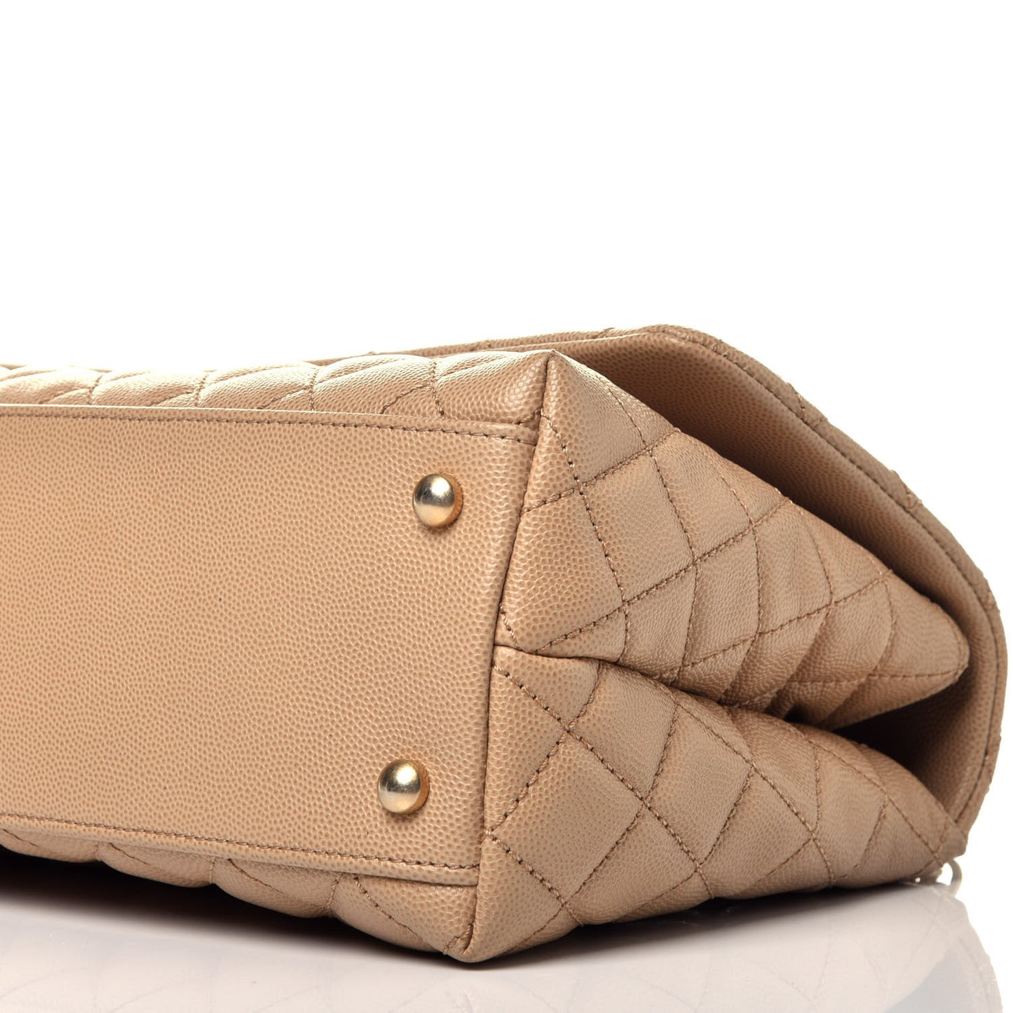 Caviar Quilted Small Coco Handle Flap Beige