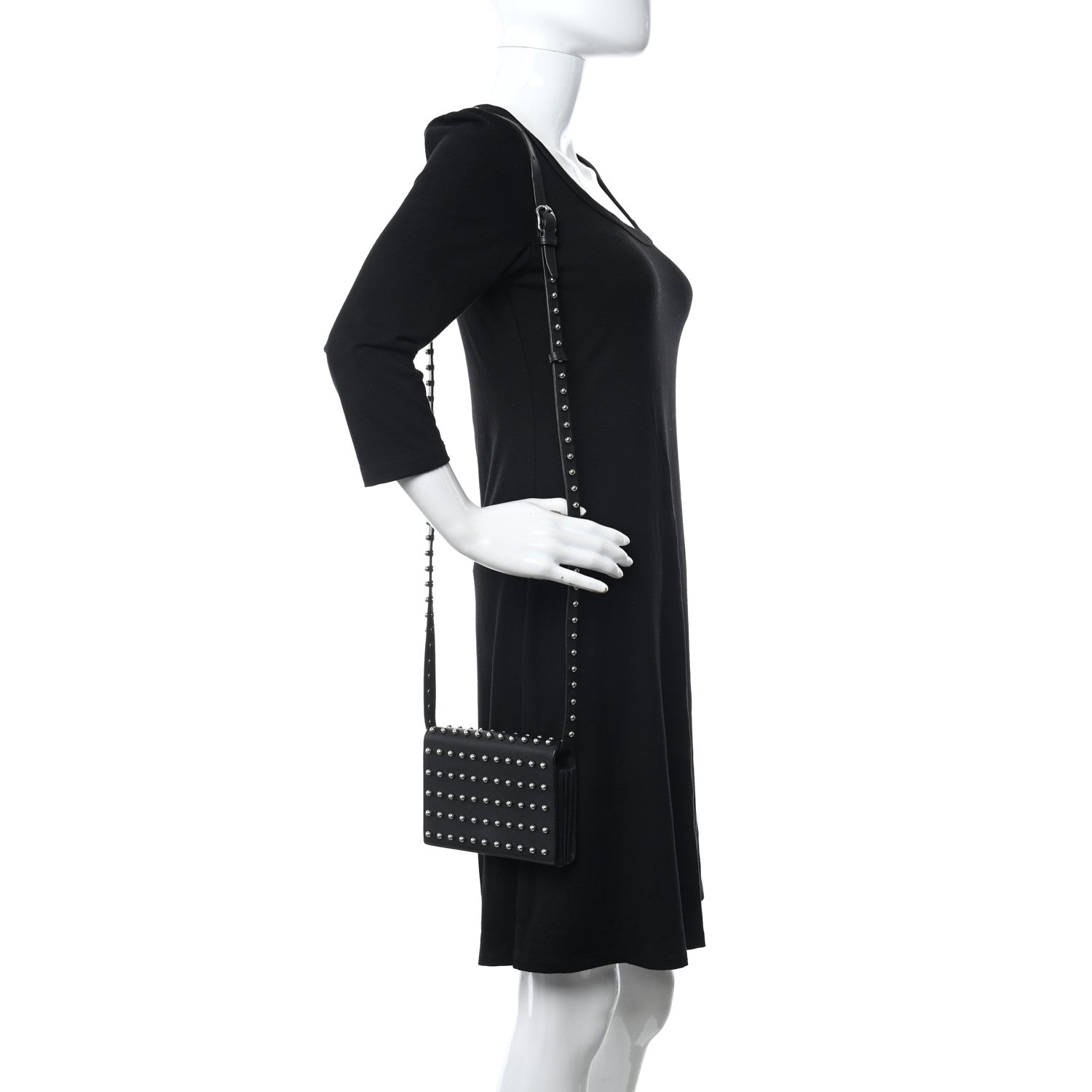 Alexander Wang Calfskin Studded Prisma Double Biker Crossbody Bag Black 2 of 10