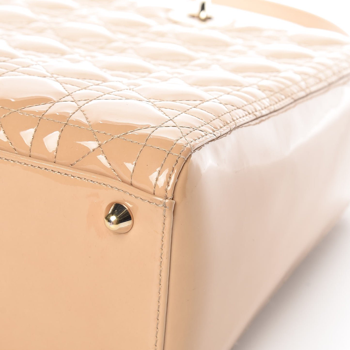 Patent Cannage Large Lady Dior Dark Beige