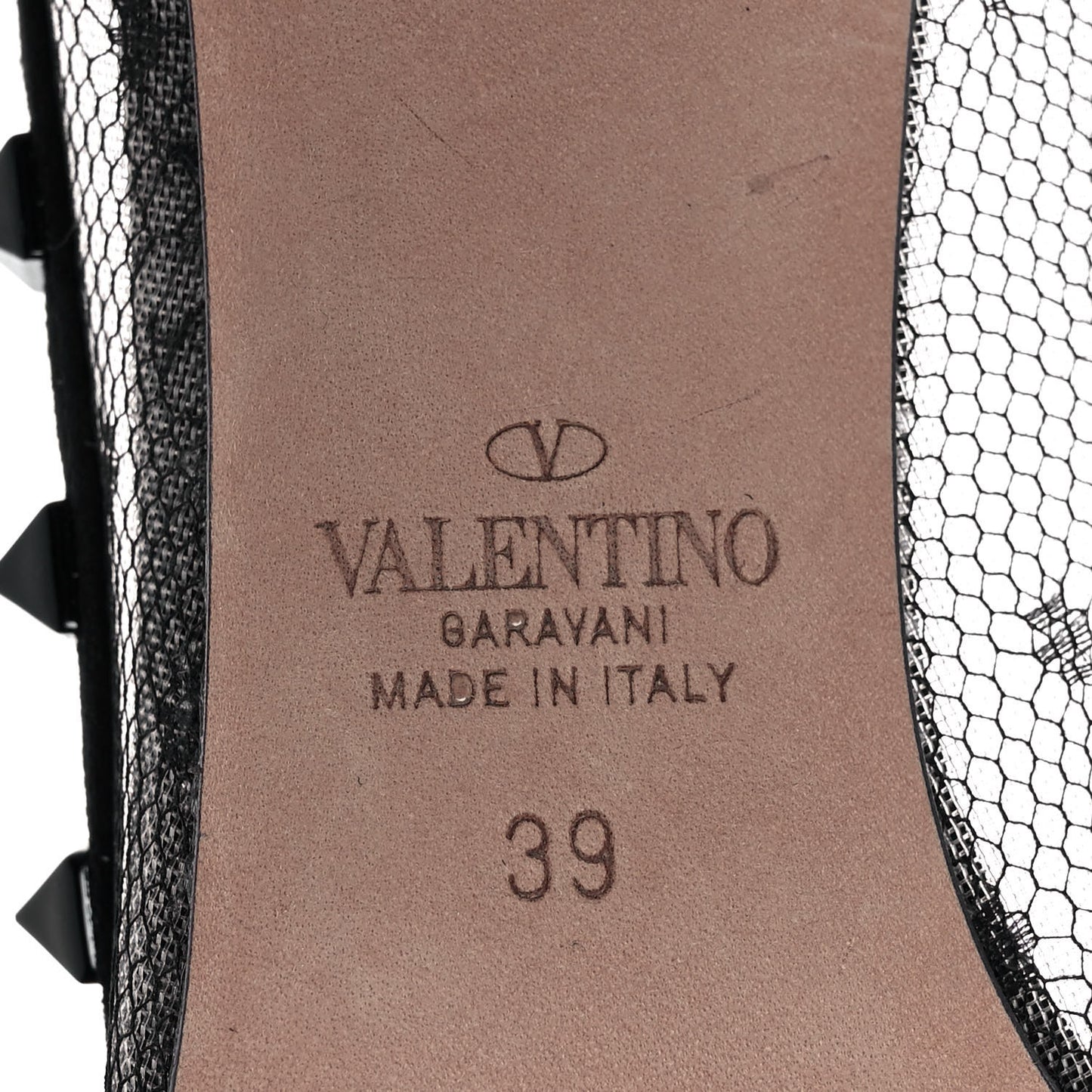 Mesh Point d'Esprit Calfskin Rockstud 85mm Pumps 39 Black
